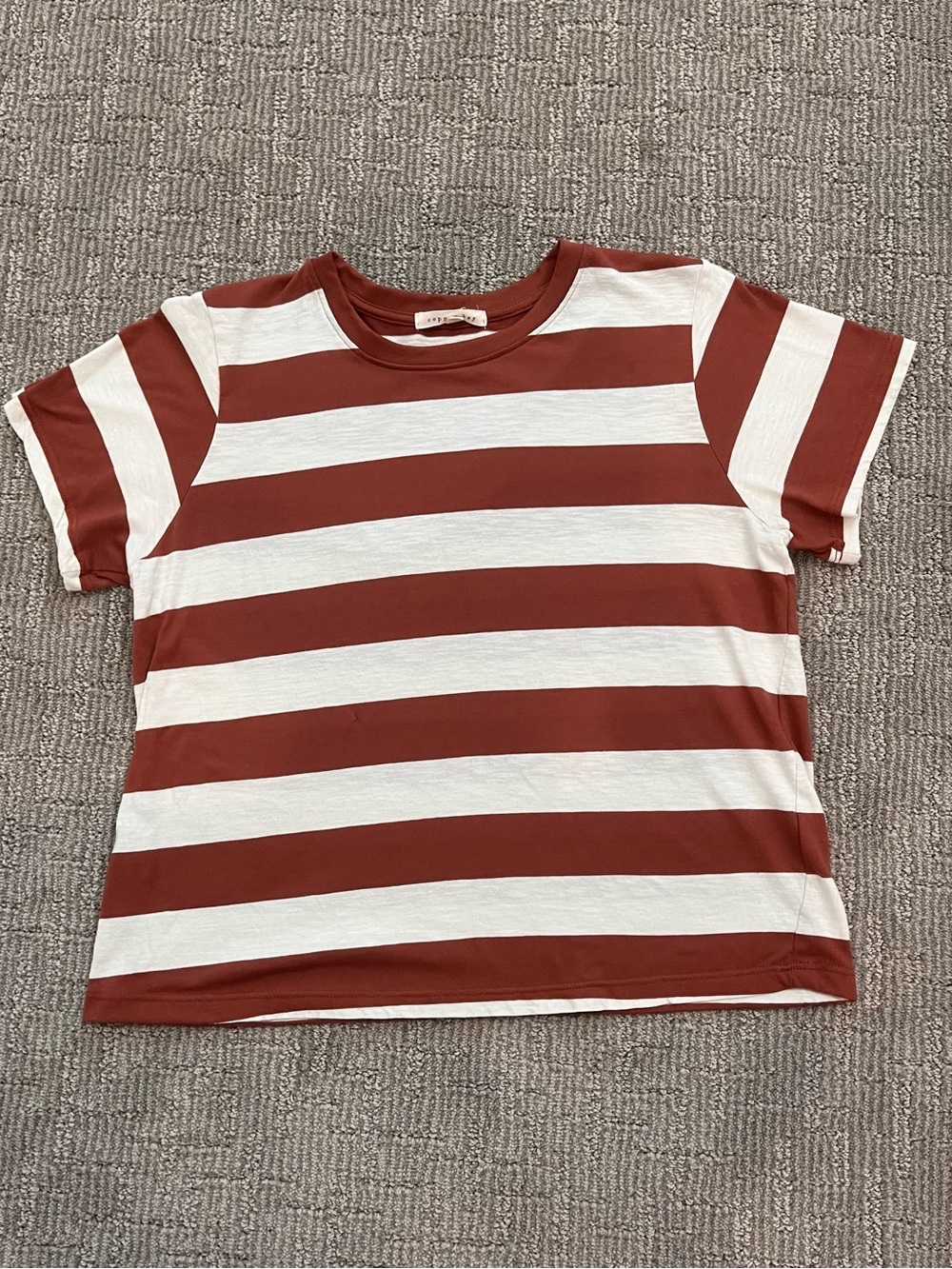 Copper Key Wide Striped Short Sleeve Tee - Rust & White
